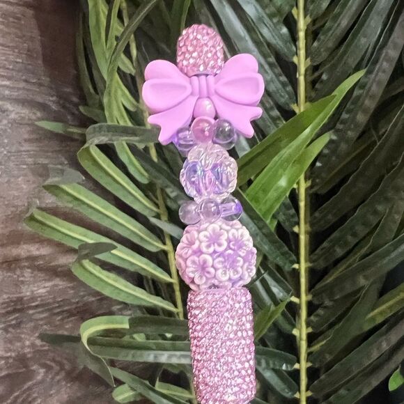 ๐๐โPurple Bow Bling Custom Beaded Pen with Fancy Double-Sided Purple Bow ๐๐ - Picture 3 of 7